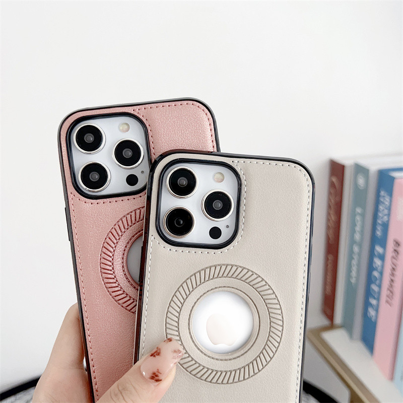 شعار Hole Business Ultra Slim Leather Magnetic Case لـ iPhone 15 14 13 12 11 Pro Max 15Pro 14Pro I Phone Mac Cover Factory