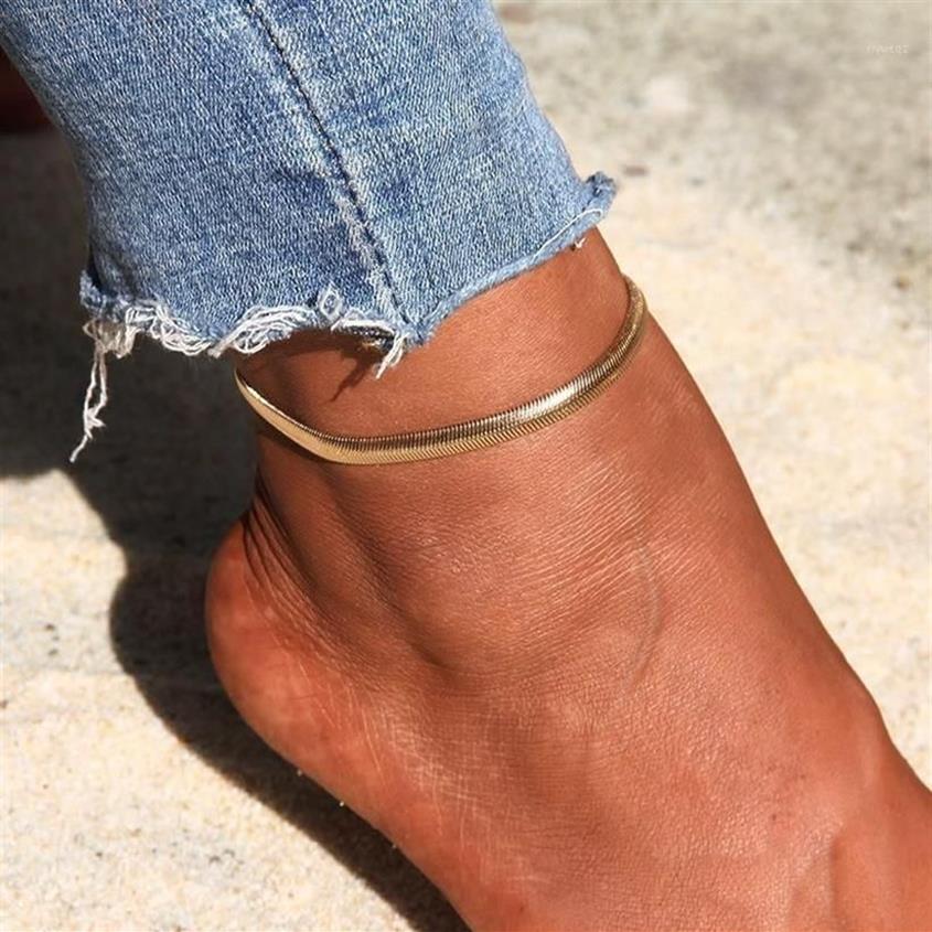 Anklets Snake Chain For Women Stainless Steel Bohemian Anklet Bracelet 2021 Trend Foot Beach Jewerly Accessories Mujer239Q