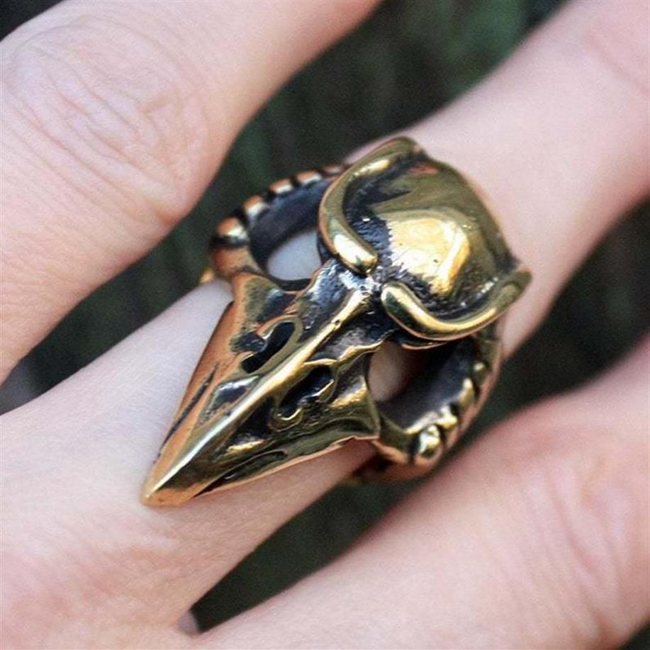 Cluster anneaux spéciaux Bird Skull Raven Ring Punk Style Bijoux Réglable Crow Crow Head Squelette Halloween260W