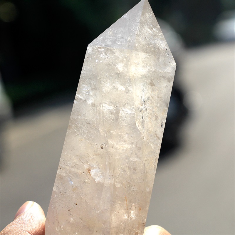 Raw White Crystal Tower Arts Ornament Mineral Healing wands Reiki Natural six-sided Energy stone Ability quartz pillars