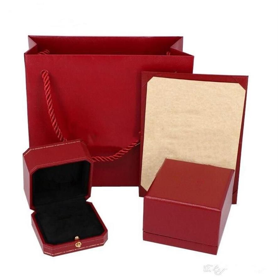 Bijoux Boîte d'origine Sac à provisions rouges Bracelets Boîtes en velours Vis à vis Bangles Boxes High-GRA Emballage Dedesigner 277C