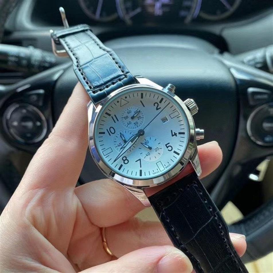 Moda de luxo masculino esporte relógios todos os sub-mostradores trabalho cronômetro marca superior 40mm dial pulseira de couro relógios de pulso relógio de quartzo para men2705