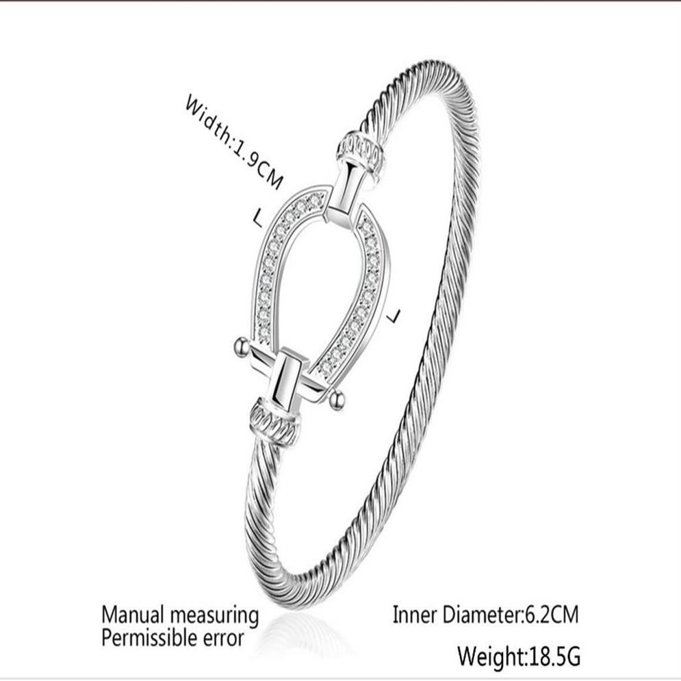 Bracciale rigido placcato argento riempito ferro di cavallo braccialetto goccia d'acqua gioielli di moda strass donne amano San Valentino GiftBangle334M