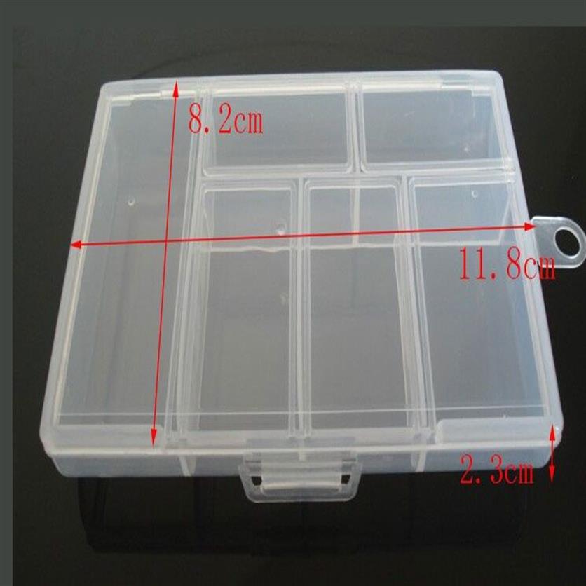 Plastik 6 Slots Schmuck Werkzeugkasten Organizer Lagerung Perlen Schmuckschachtel Neue Mode -Plastikverpackung Geschenkohrring253m