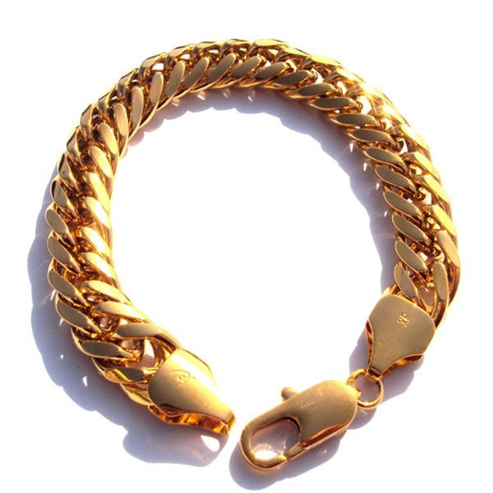 24kt 24kt de ouro amarelo real hge 9 polegadas pesadas luxuosas hipotenuse Nugget Bracelet Jewelry S Champion International Design237f