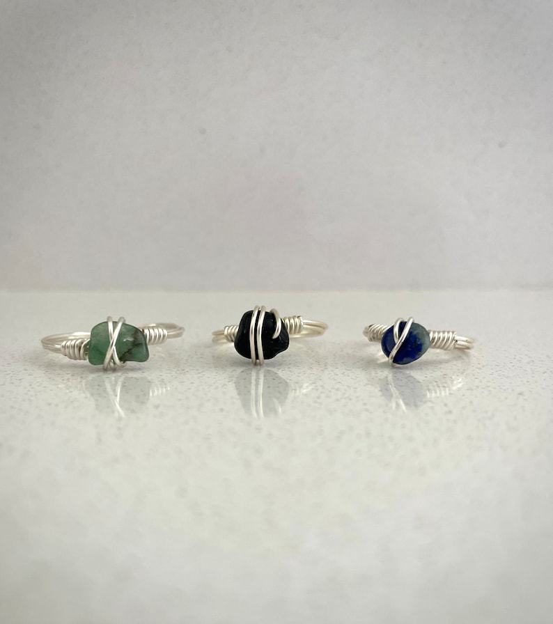 Crystal Ring Dainty Crystal Wire Wrapped Rings Unique Gemstone Rings for Women