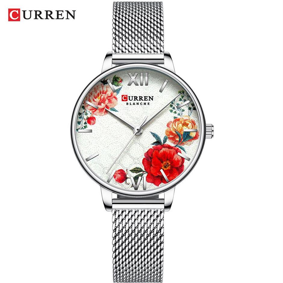 Montres dames CURREN nouveau Design de mode femmes montre décontracté élégant femme montres à Quartz avec bracelet en acier inoxydable 291I