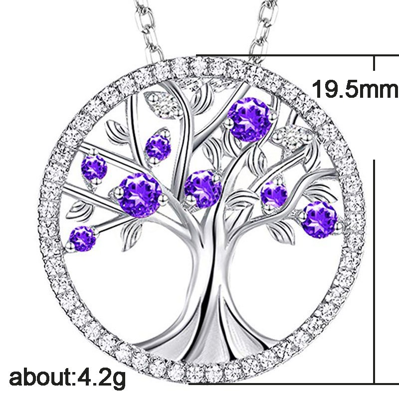 Collana a ciondolo creativa creativa verde viola zircone albero della vita collana naturale vento gioielli a sospensione cadenas mujer