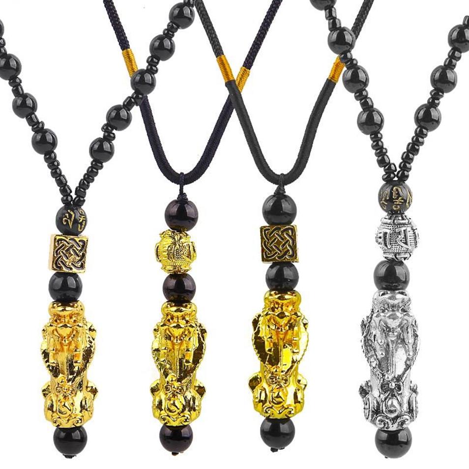 Bixie Hanger Ketting Symbool Rijkdom En Geluk Charme Chinese Feng Shui Geloof Obsidiaan Stenen Kralen Kettingen Chains2005