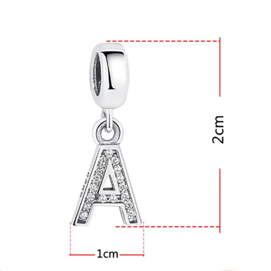 Eleshe 925 Sterling Silver A-Z Clear CZ Alphabet Letter Pendent Charm Fit Original Armband DIY Initial Letter Necklace Q0225261J