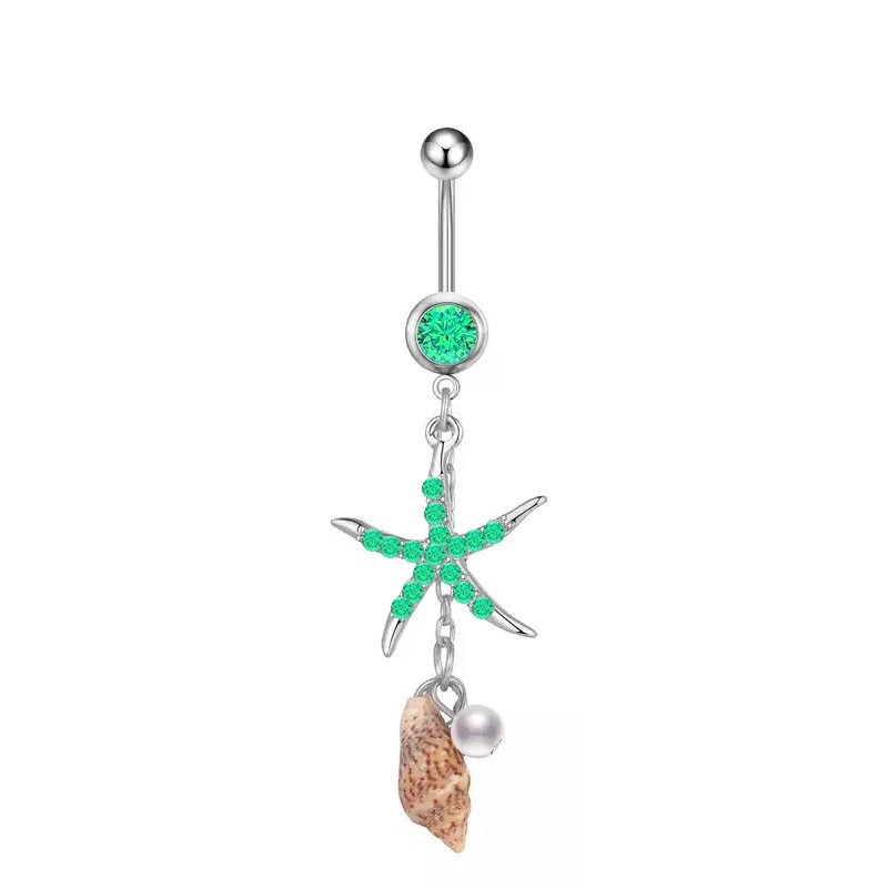 Moon Starfish Belly Ring Shell Navel Stud Crystal Belly Navel smycken Rhinestones Belly Button Ring Crystal Belly Body Jewelry