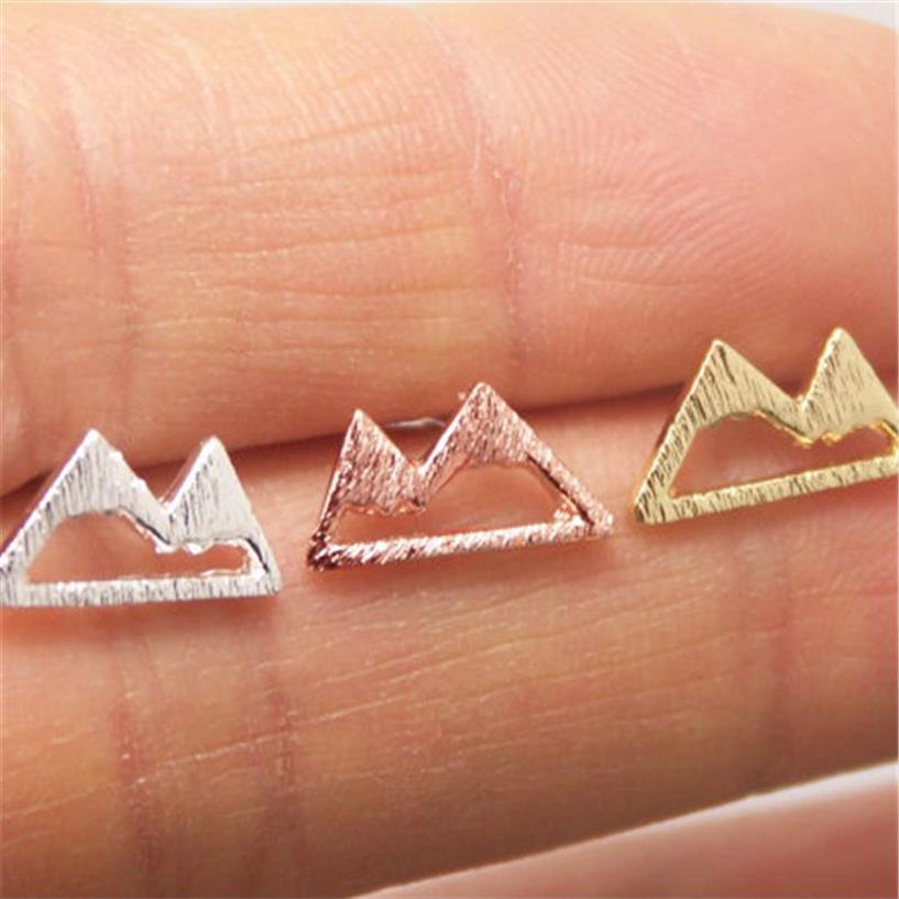 Fashion Mountain Peaks Stud أقراط Hollow Out Design Gold Silver Rose Three Color Eptivalial مناسبة للرجال والنساء 226n
