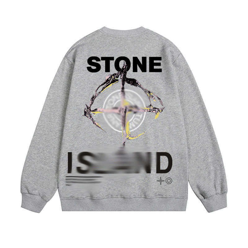 Stone American Trendy retro della carta bussola stampa lettera pullover girocollo ampio da uomo e da donna Sweetheart Ius1