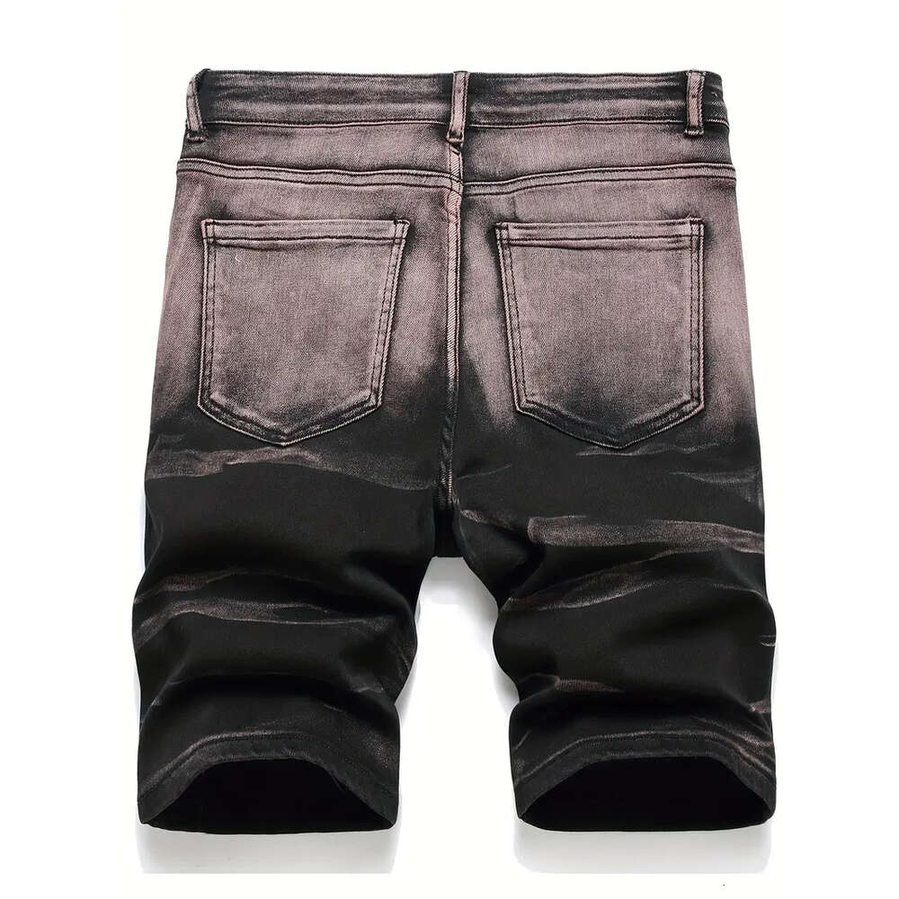 Summer Men's Denim Jeans Pants Fashion Male Cotton Color Matching Casual Culture Streetwear Slim Straight Cowboy Shorts