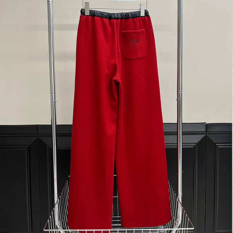 Pantaloni firmati con coulisse elastica e pantaloni casual in pile Fodera composta Ricamo Vintage Rosso Rosso Taglia: S.M.L