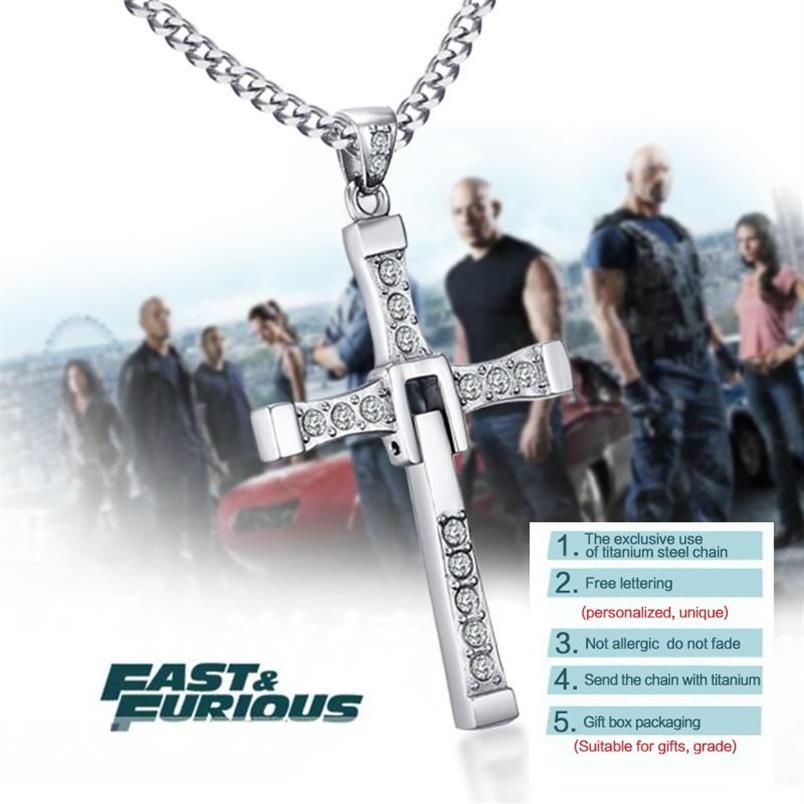 Meaeguet rostfritt stål tvärhalsband hängsmycken modefilm smycken The Fast and the Furious Toretto Men CZ Halsband CX2007213361