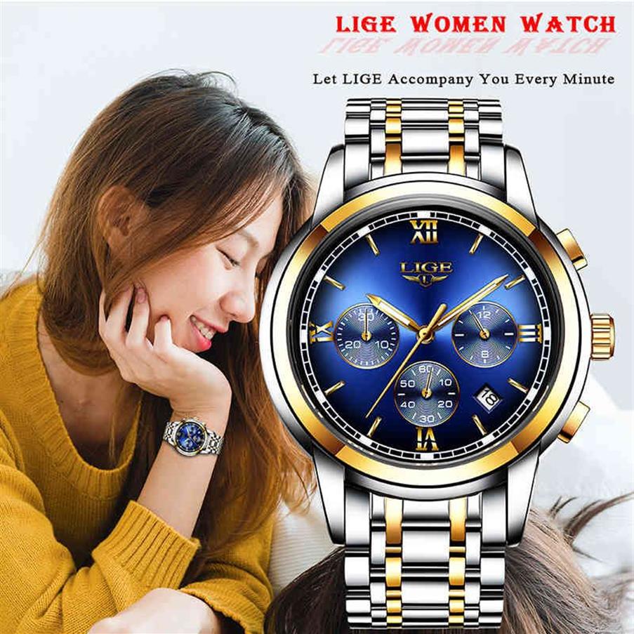 Lige New Rose Gold Women Watch BusinessQuartzWatch Top Brand Luxury Female Wrist Watch Girl Clogio LeLogio Feminin 2011232647