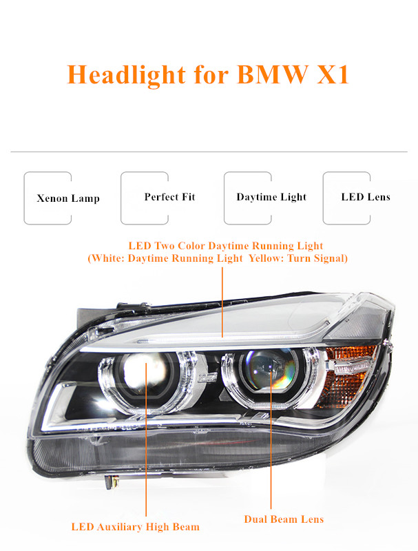 Car Head Light Assembly for BMW X1 E84 LED Daytime Running Headlight 2011-2015 Turn Signal Dual Beam Lens