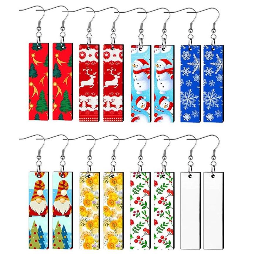 Personalized 30x Rectangle Sublimation Earring Blank Heat Transfer Wire Hooks Earring Pendant Decoration for DIY Jewelry204o