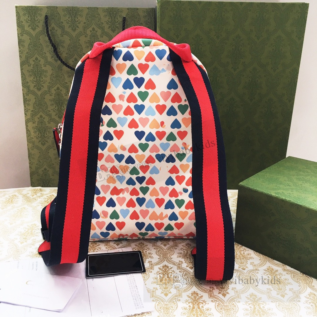 Designer kids love heart Printed backpacks Fashion children double shoulder bags Classical boys girls cartoon leather Casual backpack S0981