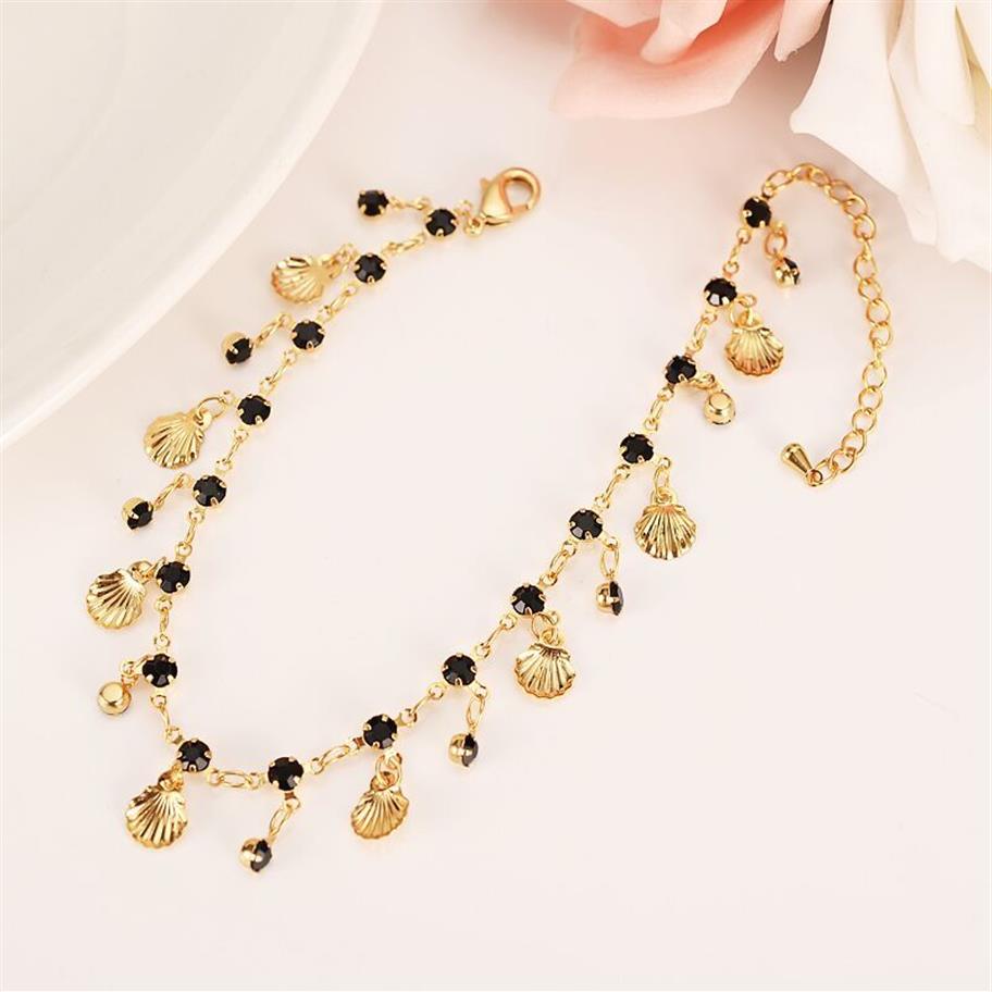 Nouvelle mode coréen Fine Gold GF Black CZ Charme illimité Bracelet multi-éléments Longueur Longueur de la taille de taille