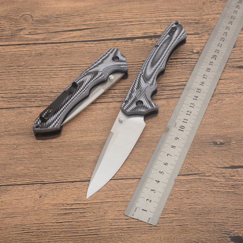 Top Quality BM1401 Folding Knife D2 Satin Blade G10 Handle Mini Rukus EDC Pocket Folder Knives Outdoor Camping Hiking Survival Gear