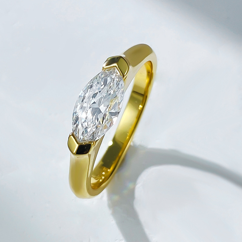 14K Gold Marquise Moissanite Diamond Ring 100% Echt 925 Sterling Zilver Party Wedding Band Ringen voor Vrouwen Engagement Sieraden