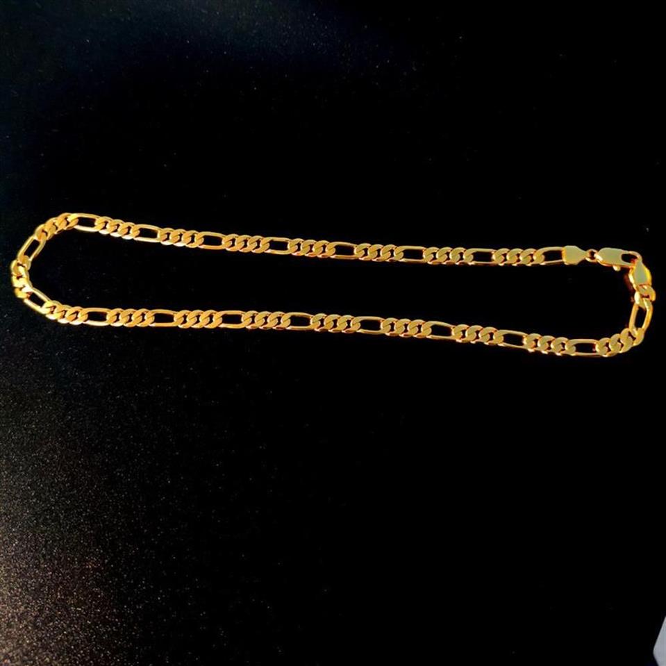 Collana a catena in vero oro giallo 18 k G F solido fine Stamep 585 Figaro Bling Link da uomo con marchio di garanzia 600 mm 8 mm251e