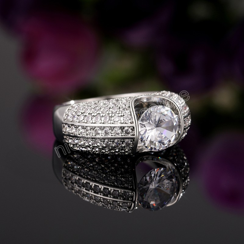 Luxe solitaire bandring voor dames ronde zirkon jubileum bruidsfeest bruidsringen briljante klassieke sieraden charme cadeau