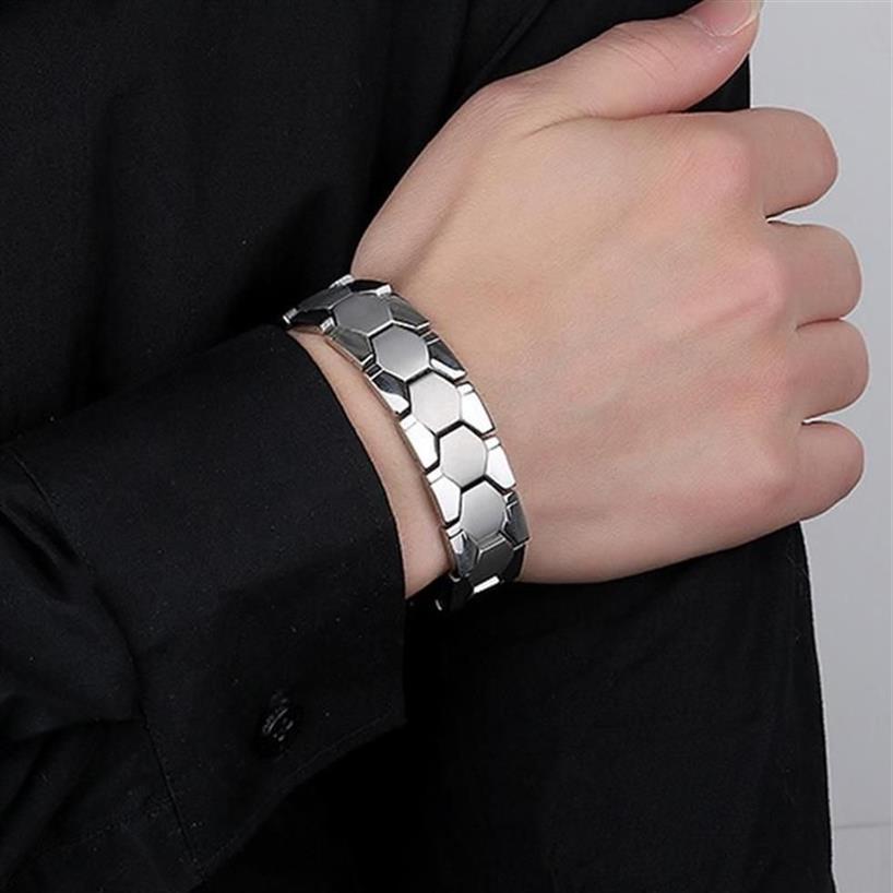 Men Titanium Steel Bracelets Radiation Protecting Magnet Bracelet For Travel Business K2 Link Chain2840