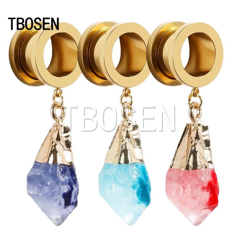 Tbosen skleg plugs túneis de piercing túneis de cristal jóias de jóias de jóias parafuso de parafuso de parafuso de parafuso de parafuso de parafuso expansor Mulher moda presente 243r