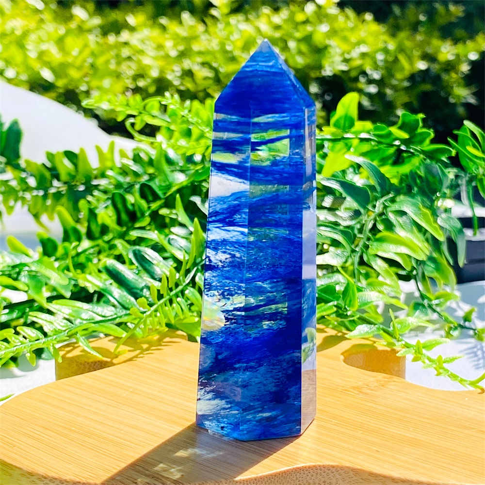 Clear Blue Smelt Quartz Tower, Blue Smelting Crystal Obelisk, Crystal Quartz Tower/Wand, Healing Crystal Reiki Chakra Gemstone Tower Point.