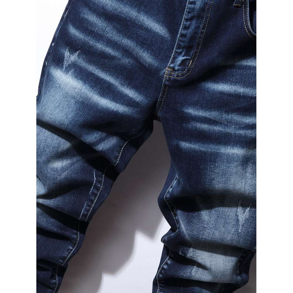 Jean extensible coupe régulière pour hommes, pantalon classique en Denim, bleu foncé, gris, décontracté, à la mode, nouvelle collection 2022