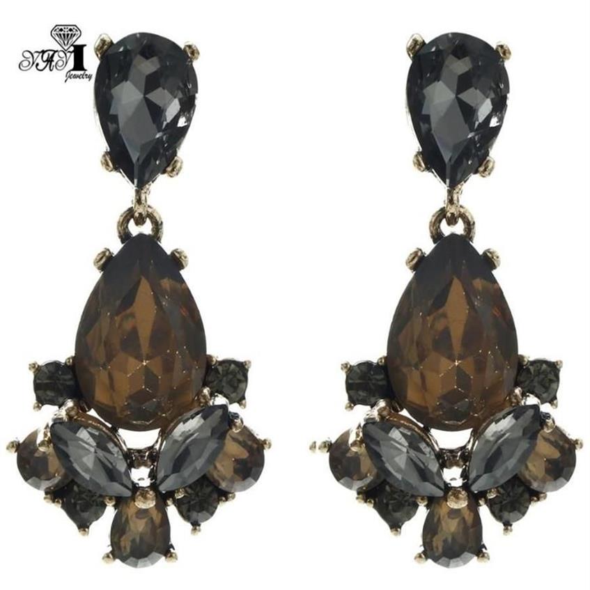 YaYi-pendientes colgantes de cristal con diamantes de imitación para mujer, aretes con gemas de Color dorado antiguo, color marrón y gris, joyería 1165306P