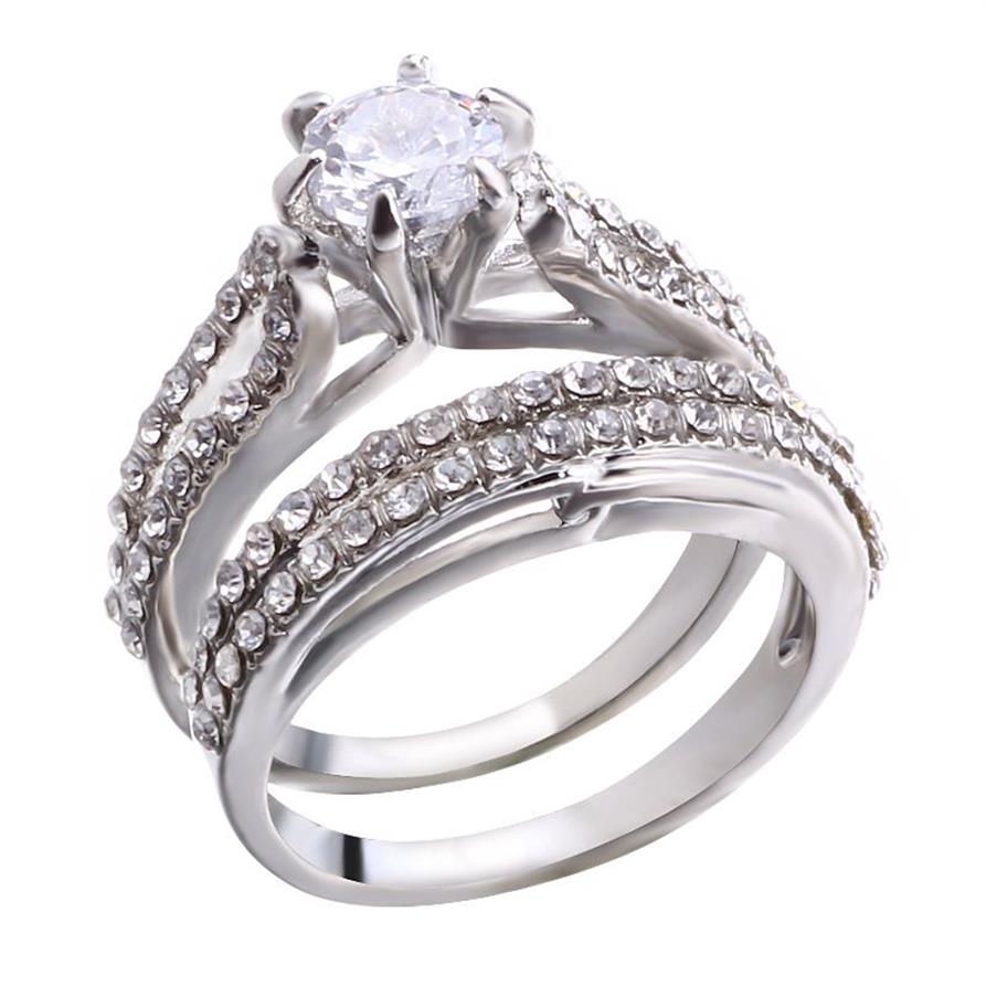 Bridal Charm Couple Rings His Her CZ Anniversary Promise Wedding Engagement Ring Sets243T