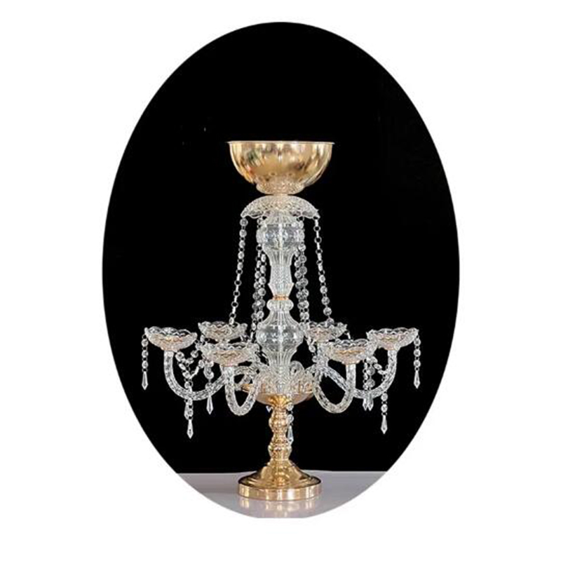 Gold plated crystal Acrylic Flower Vase holder Wedding Table Centerpiece Candlestick Event Party Decorat Flower Rack
