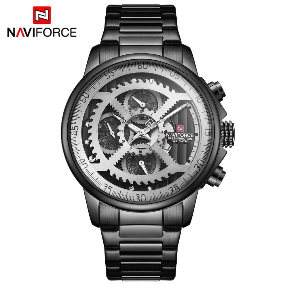 Naviforce Mens Sports Watches Men Top Brand Luxury Full Steel Quartz Automatisk Datumklocka Male Army Militär Waterproof Watch248L