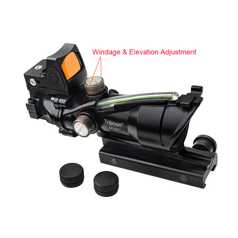 ACOG Fiber Source Scope 4x32 Riflescope Green Green With RMR Mini Red Dot Sight Chevron Class Esticle Hunting Optics