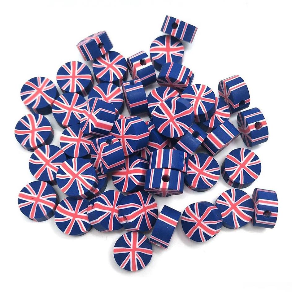 3 style na działkę okrągłe gliniane flagi flagi koraliki Ameryki Puerto Rico i Wielka Brytania w średnicy 10 mm dla biżuterii DIY235L
