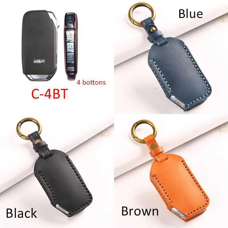 Car Key Trekking Poles 3/4/5/7/9 Bottons Leather Car Key Case Cover for KIA Soul Forte K5 K7 Cerato Telluride Sorento Niro Sportage Seltos 2018-2023L2031228