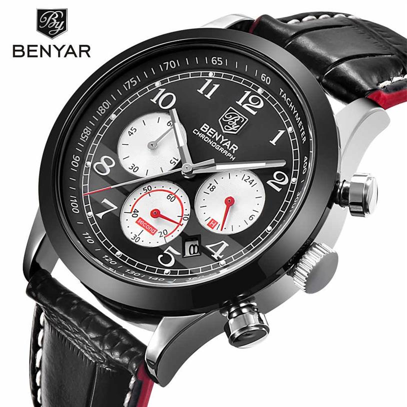 Relogio Masculino Benyar Fashion Chronograph Sport Mens Watches Top Brand Luxury Quartz Military Watch Male Erkek Kol Saati2193