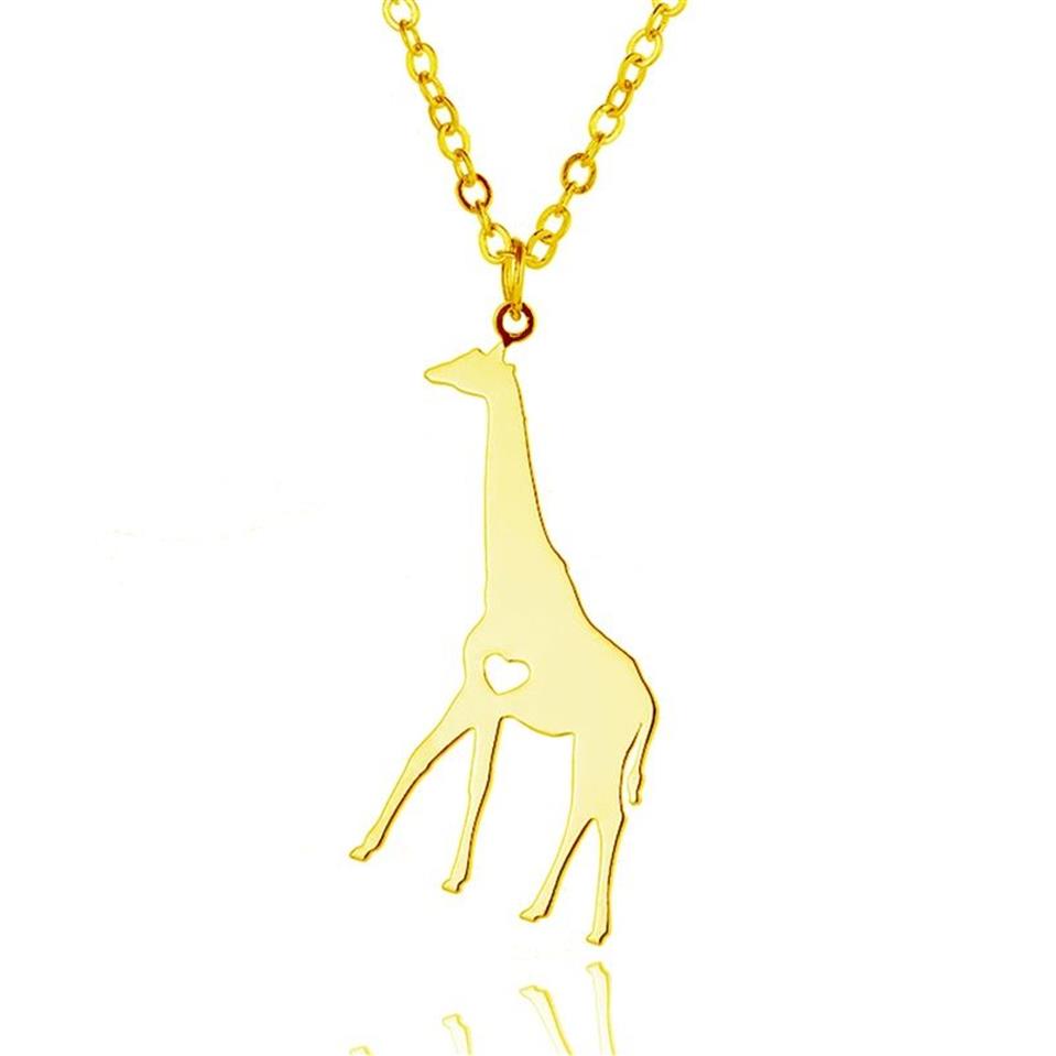 Stainless steel golden giraffe pendant necklace animal necklace silver men and women jewelry Valentine's Day gift311u