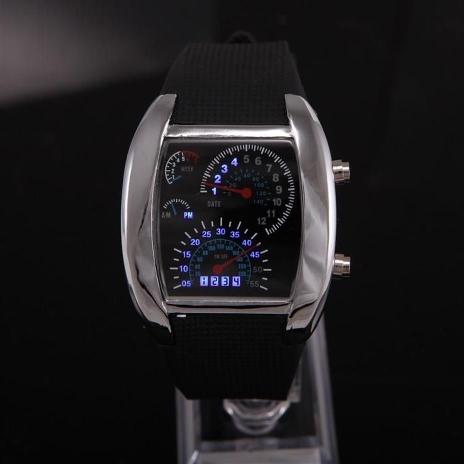 Mannen Sport Horloges Digitale LED Horloge Race Snelheid Auto Meter Wijzerplaat Siliconen Band Mannelijke Militaire Horloges Relogio Masculino2390