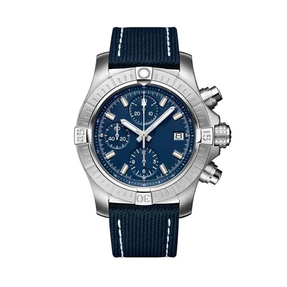 Luxury Mens Watch Quartz Movement Chronograph high quality designer watches Stainless Steel Bracelet Sapphire Glass Black Blue Lea294T