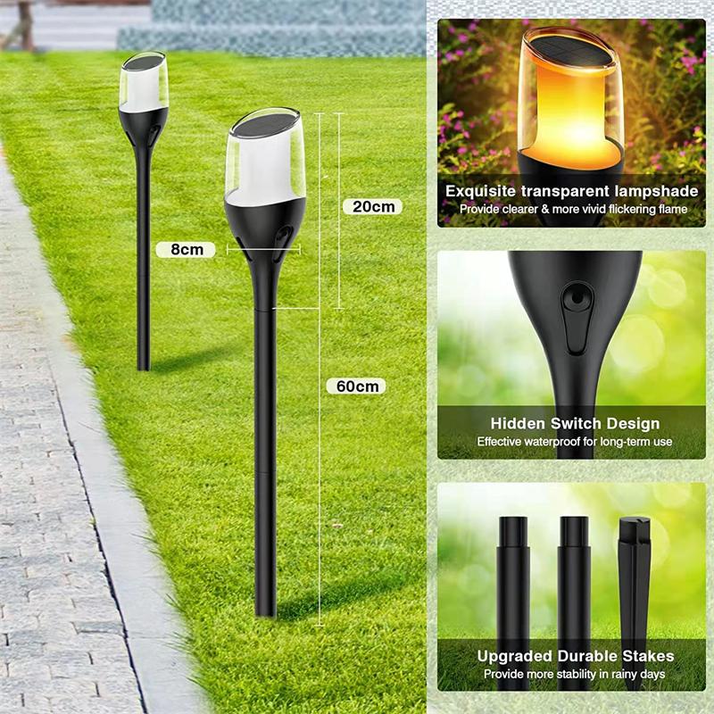 Solar Flame Torch Lights Flikkerende Tuin LED Gazonlamp Waterdichte Buitendecoratie Verlichting voor Yard Street Pathway Patio