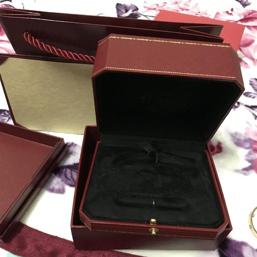 Bijoux Boîte d'origine Sac à provisions rouges Bracelets Boîtes en velours Vis à vis Bangles Boxes High-GRA Emballage Dedesigner 277C