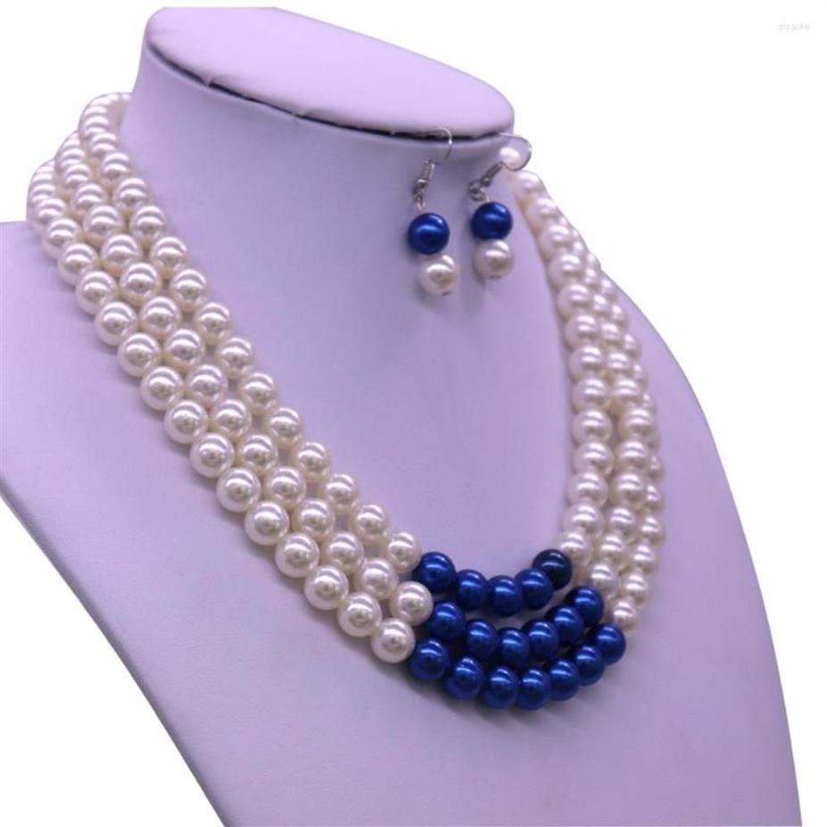 Choker Double Nose Drop Ship Three Layers White Blue Pearl Zeta Phi Beta Necklaces Greek Sorority ZPB ZOB Jewelry291n