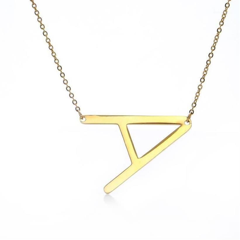 Neue minimalistische Gold Roségold Silber Farbe 26 A-Z-Buchstaben Name Erstes Halsketten für Frauen Langer großer Buchstaben Anhänger Halskette1199r
