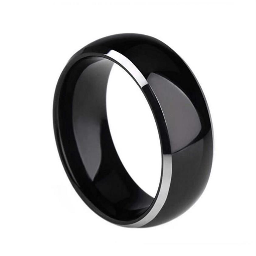 6mm 8mm svart inlay tunsten ringer glansig komfort passar engagemang bröllop band 6-14#178m
