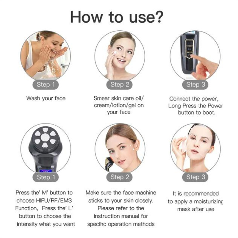 Home Beauty Instrument est 4 in 1 Mini HIFU Machine Ultrasound RF Lifting Device EMS Lift Firm Tightening Skin Wrinkle Face Care Beauty Tools 6 Style US EU UK AU Plug Hot